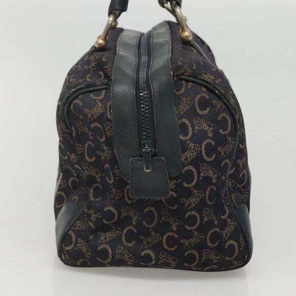 CELINE C Sulky Hand Bag Canvas Navy Gold Auth - Picture 3 of 14